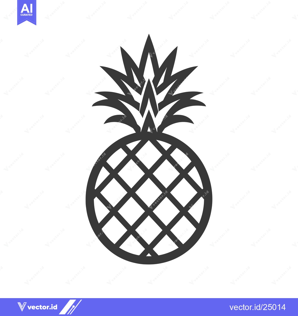 Premium Vector of Black and White Line Art Illustration of a Pineapple