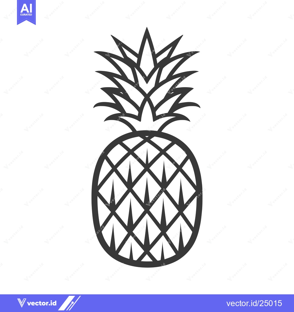 Premium Vector dari Black and White Line Art Illustration of a Pineapple