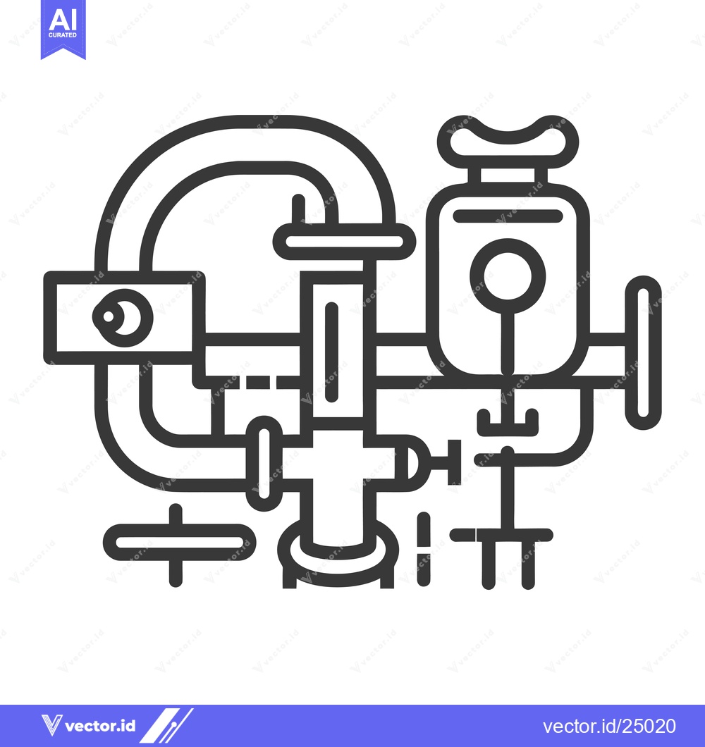 Premium Vector dari Black and white line art illustration of a plumbing system