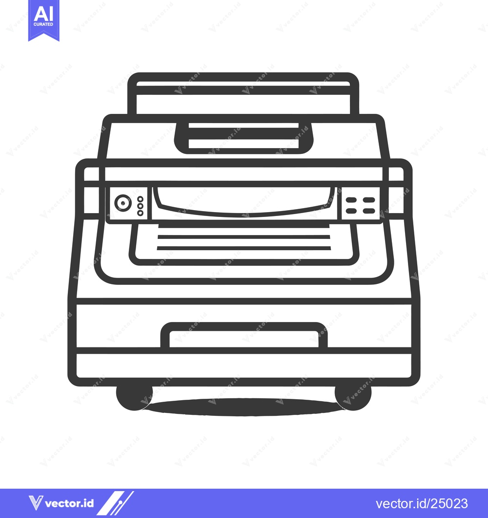 Premium Vector of Black and White Line Art Illustration of a Printer