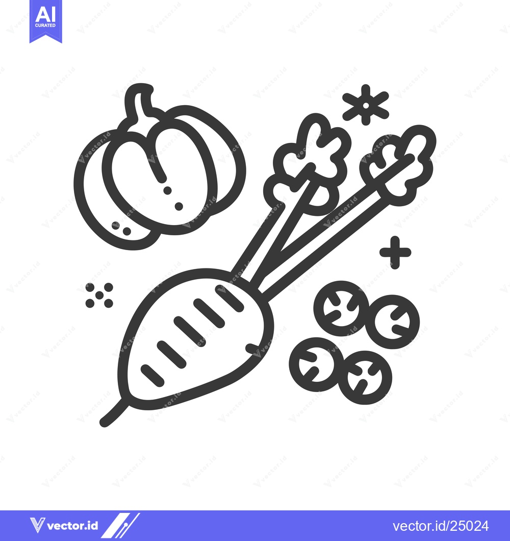 Premium Vector of Black and white line art illustration of a pumpkin, carrot, and other