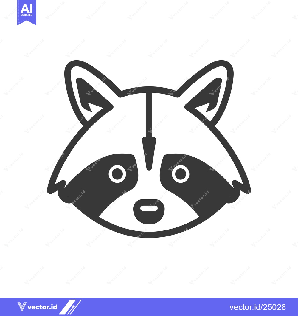 Premium Vector of Black and White Line Art Illustration of a Raccoon's Face
