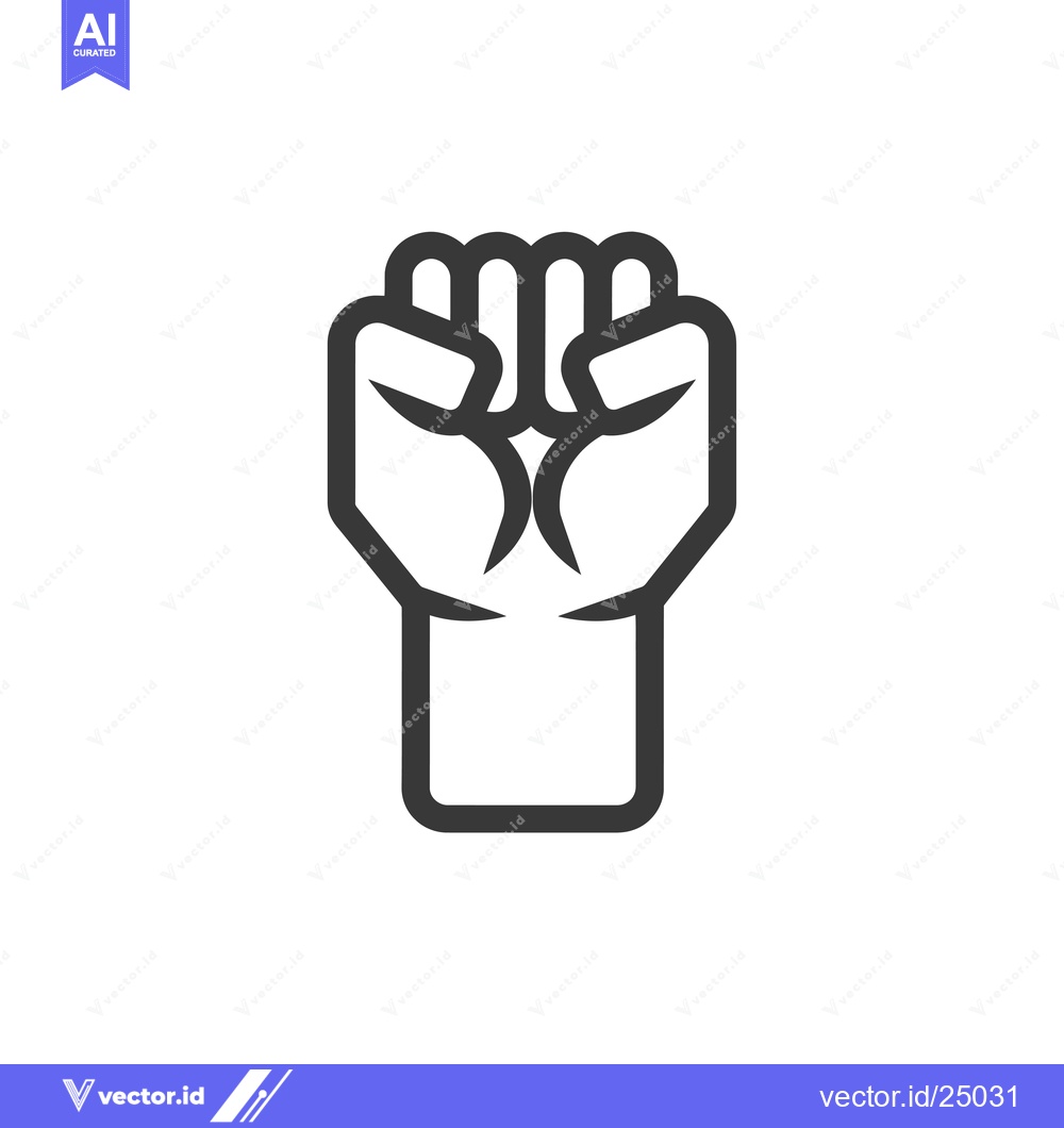 Premium Vector of Black and White Line Art Illustration of a Raised Fist