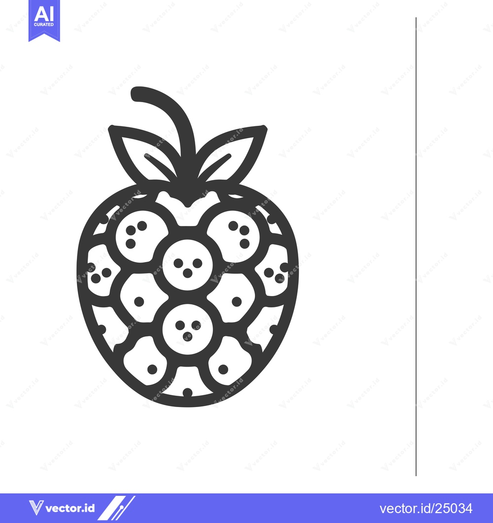 Premium Vector dari Black and white line art illustration of a raspberry
