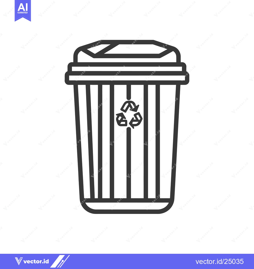 Premium Vector dari Black and White Line Art Illustration of a Recycling Bin