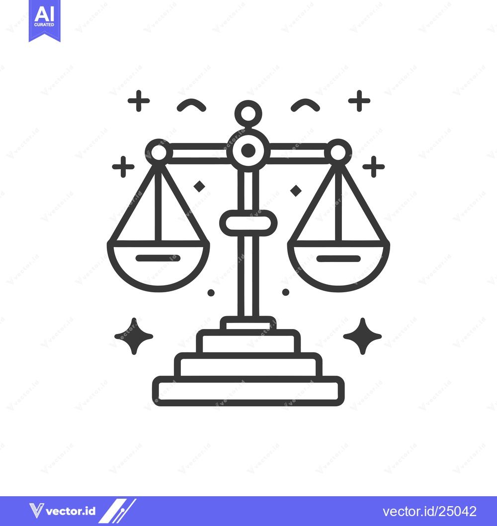 Premium Vector of Black and White Line Art Illustration of a Scale with Decorative Eleme