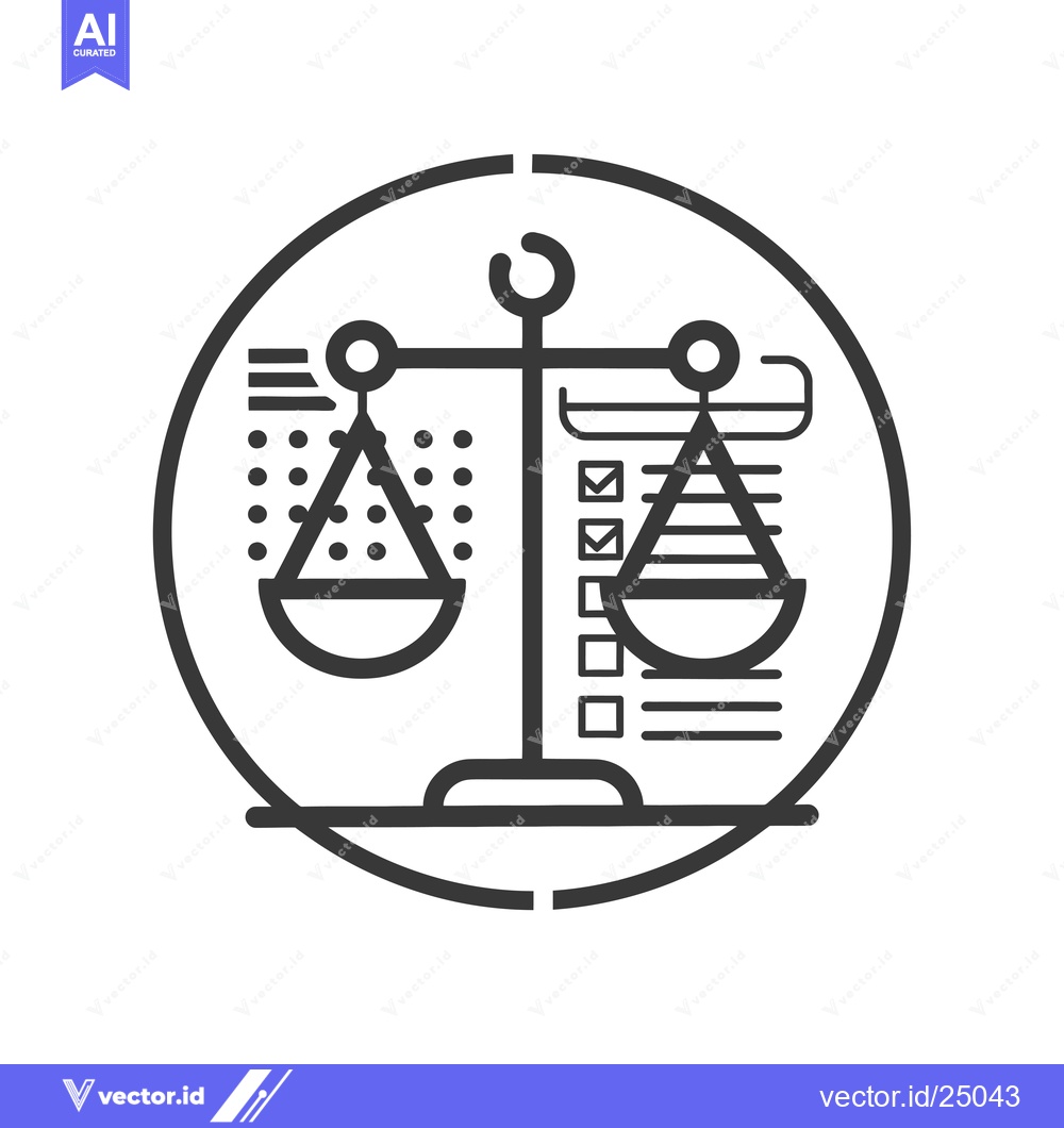 Premium Vector of Black and White Line Art Illustration of a Scale with Two Dishes