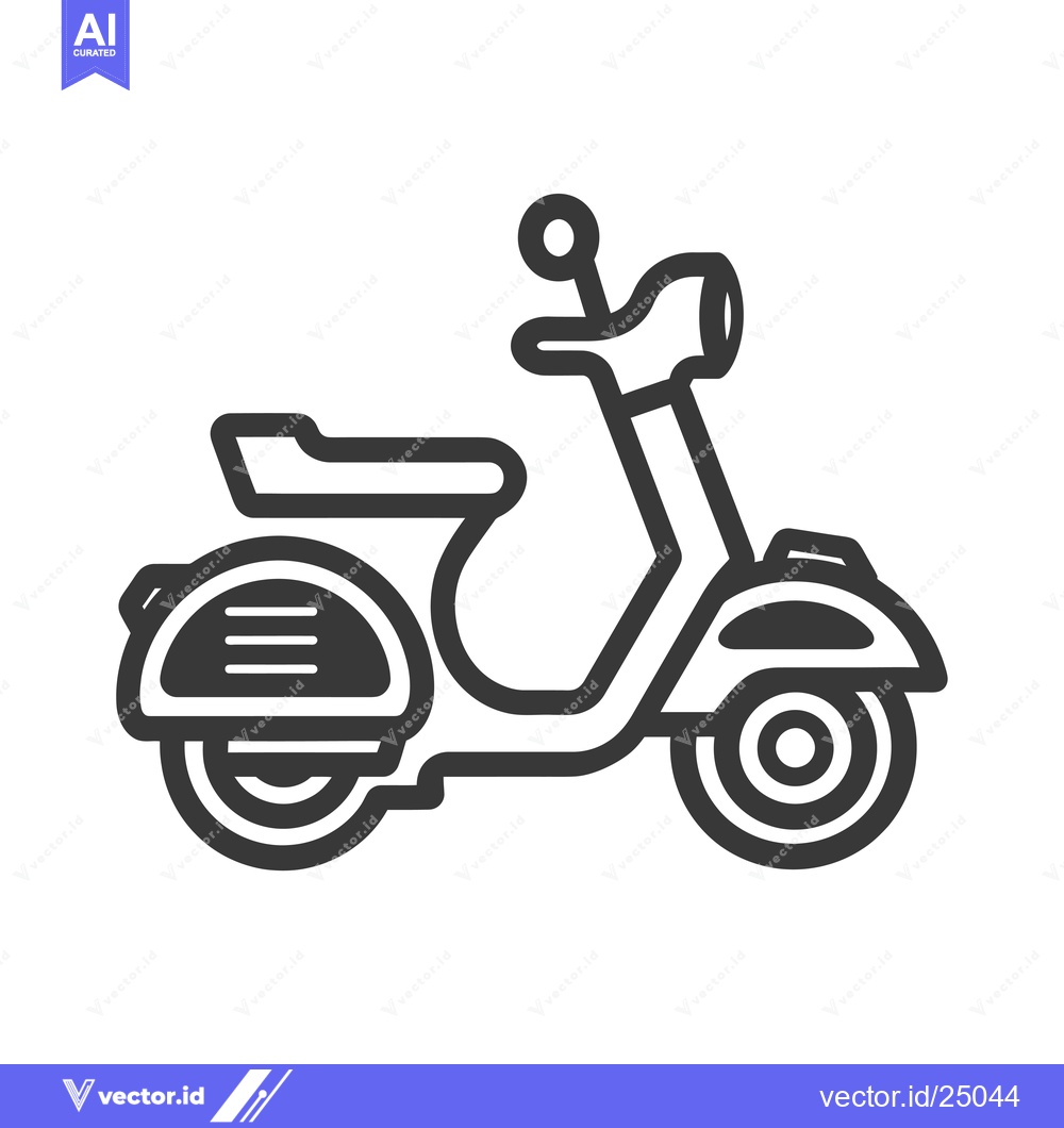 Premium Vector of Black and White Line Art Illustration of a Scooter