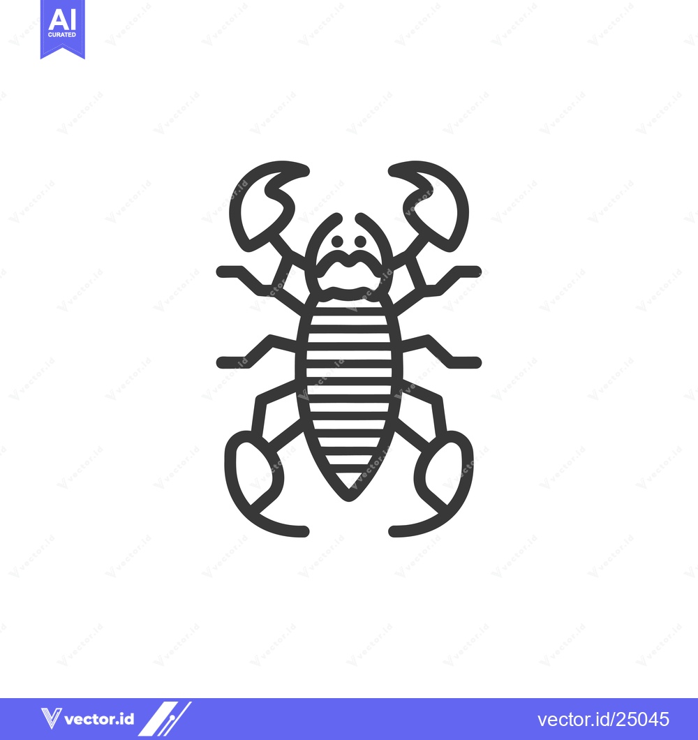 Premium Vector of Black and White Line Art Illustration of a Scorpion