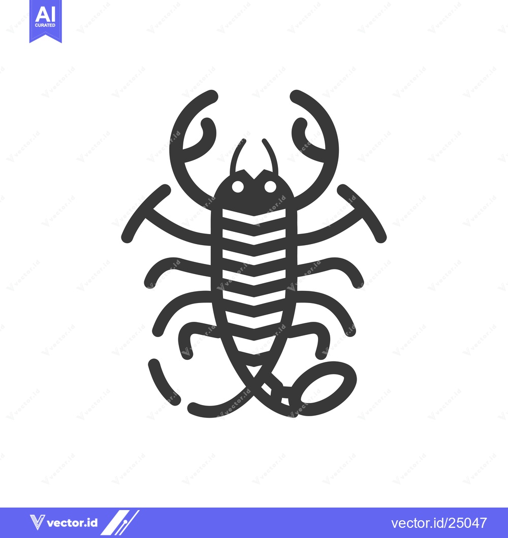 Premium Vector of Black and White Line Art Illustration of a Scorpion