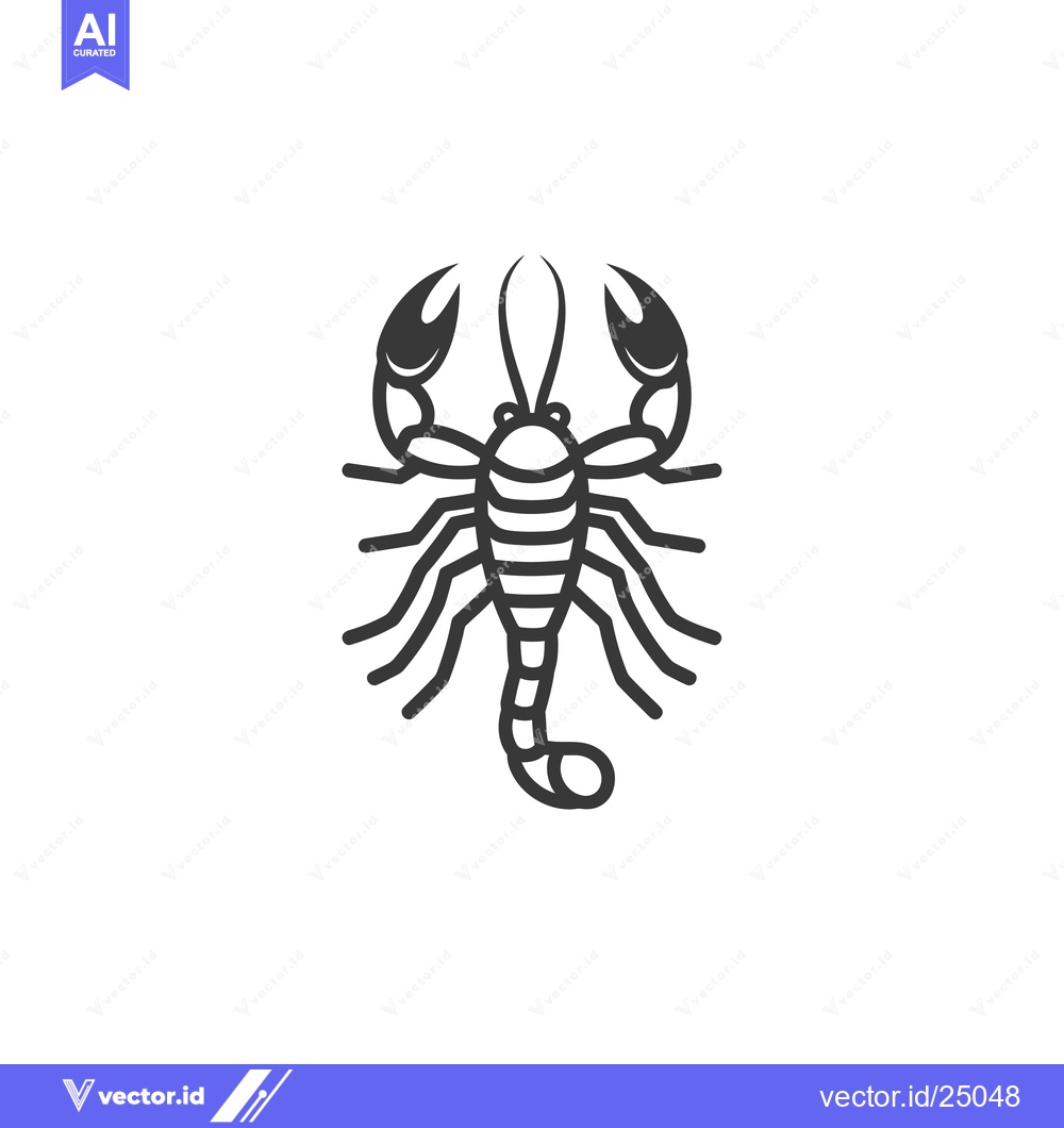 Premium Vector of Black and White Line Art Illustration of a Scorpion