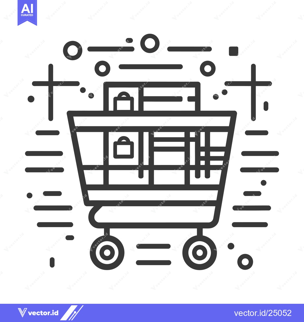 Premium Vector dari Black and White Line Art Illustration of a Shopping Cart