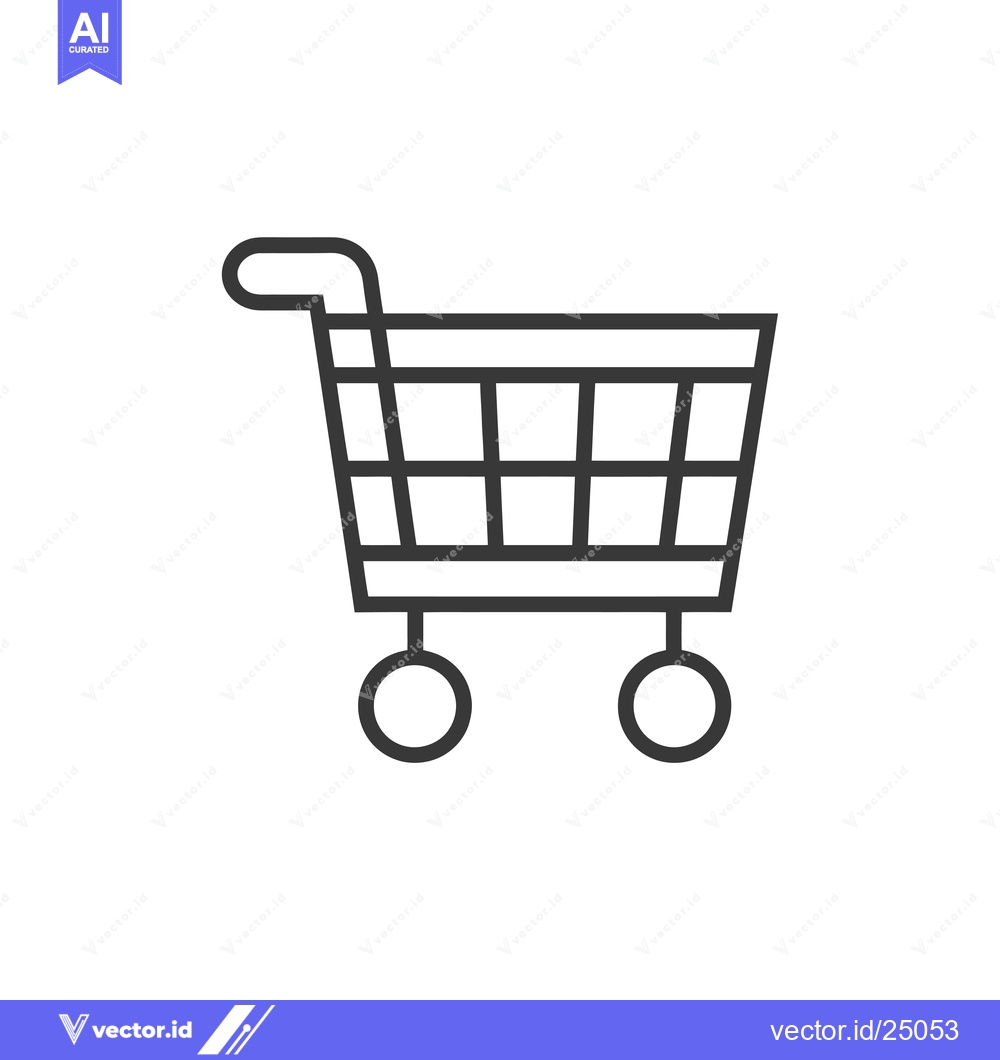 Premium Vector of Black and white line art illustration of a shopping cart
