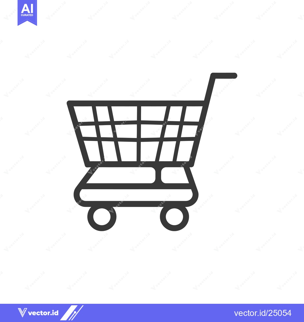 Premium Vector of Black and White Line Art Illustration of a Shopping Cart