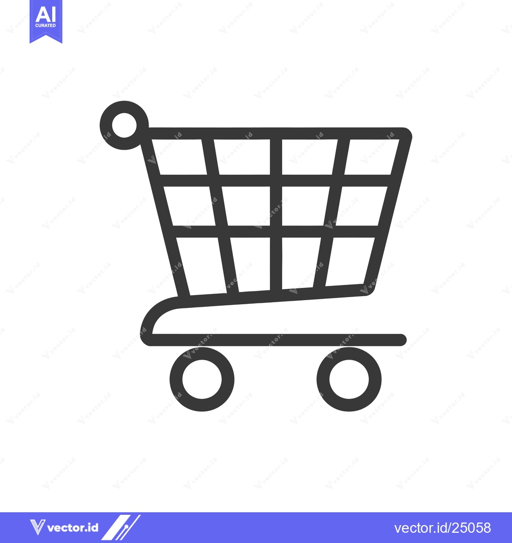 Premium Vector of Black and White Line Art Illustration of a Shopping Cart