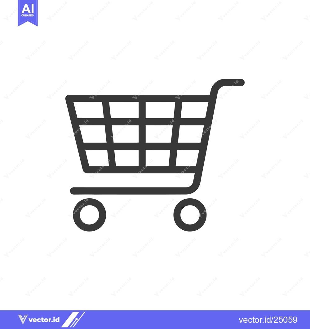 Premium Vector of Black and White Line Art Illustration of a Shopping Cart