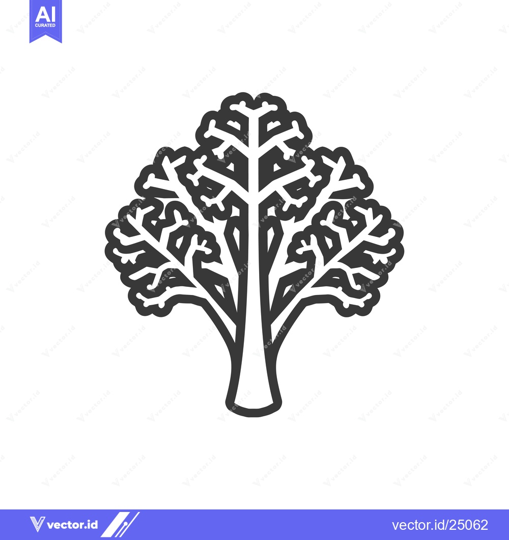 Premium Vector of Black and White Line Art Illustration of a Single Kale Plant