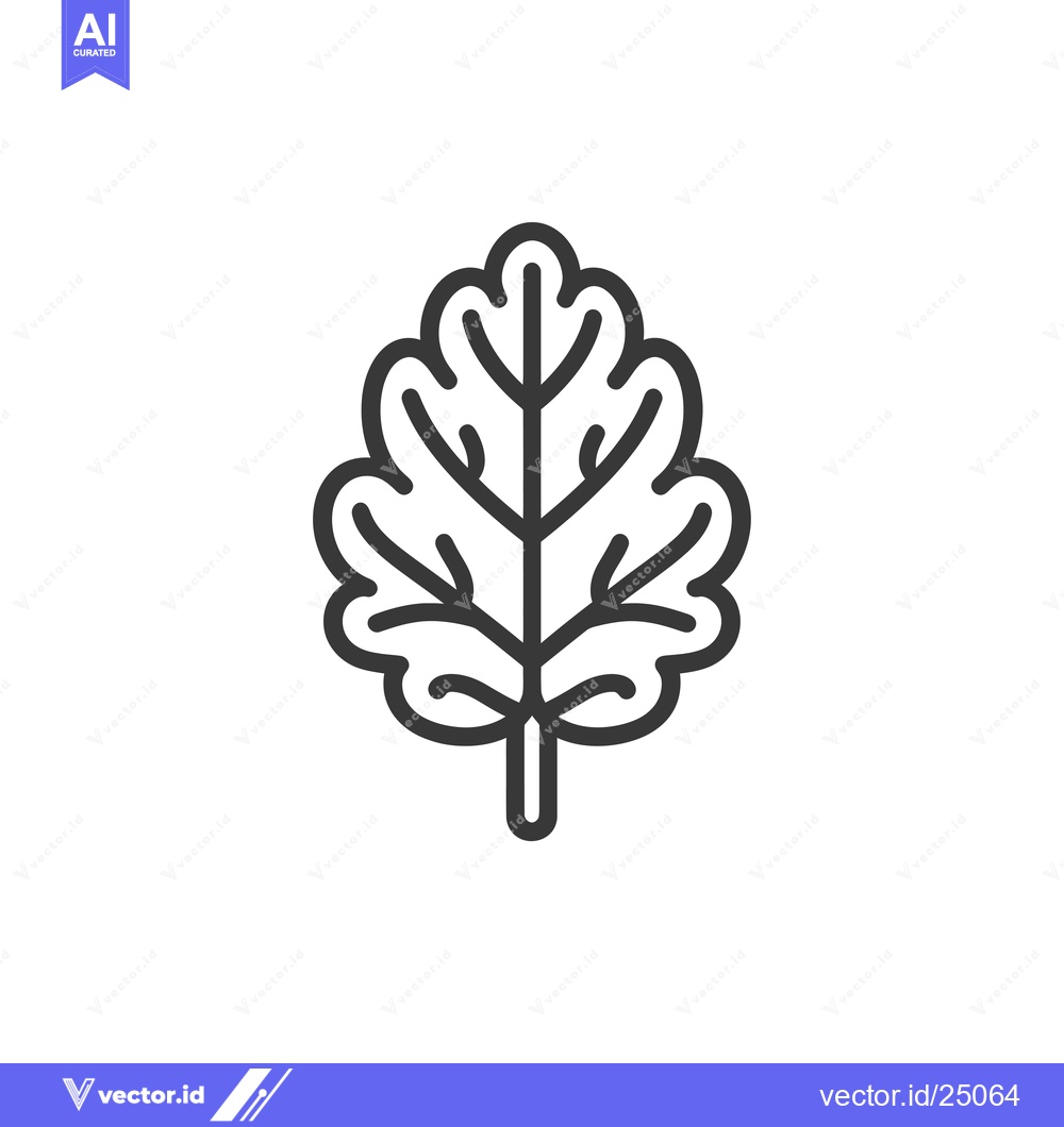 Premium Vector of Black and white line art illustration of a single leaf