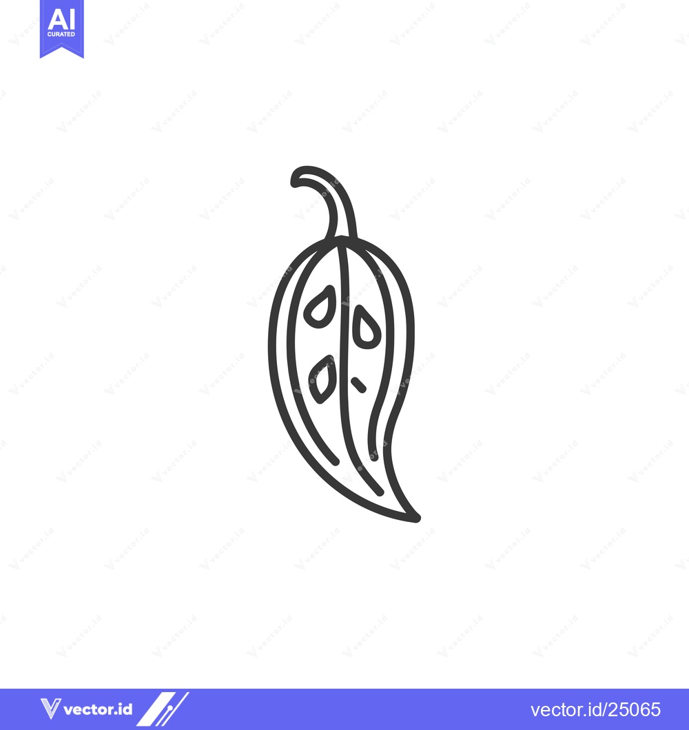 Premium Vector dari Black and White Line Art Illustration of a Single Open Pepper with See