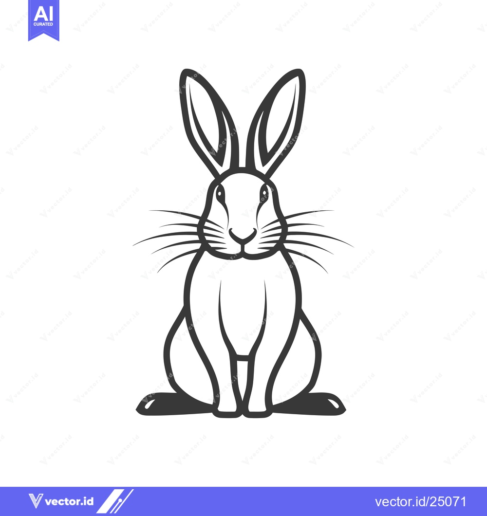 Premium Vector dari Black and White Line Art Illustration of a Sitting Rabbit