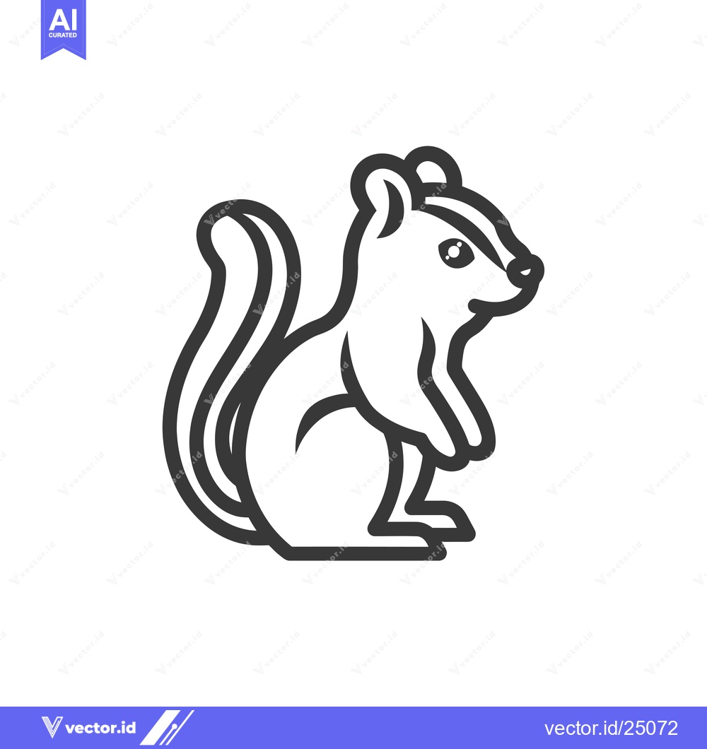 Premium Vector of Black and White Line Art Illustration of a Sitting Squirrel