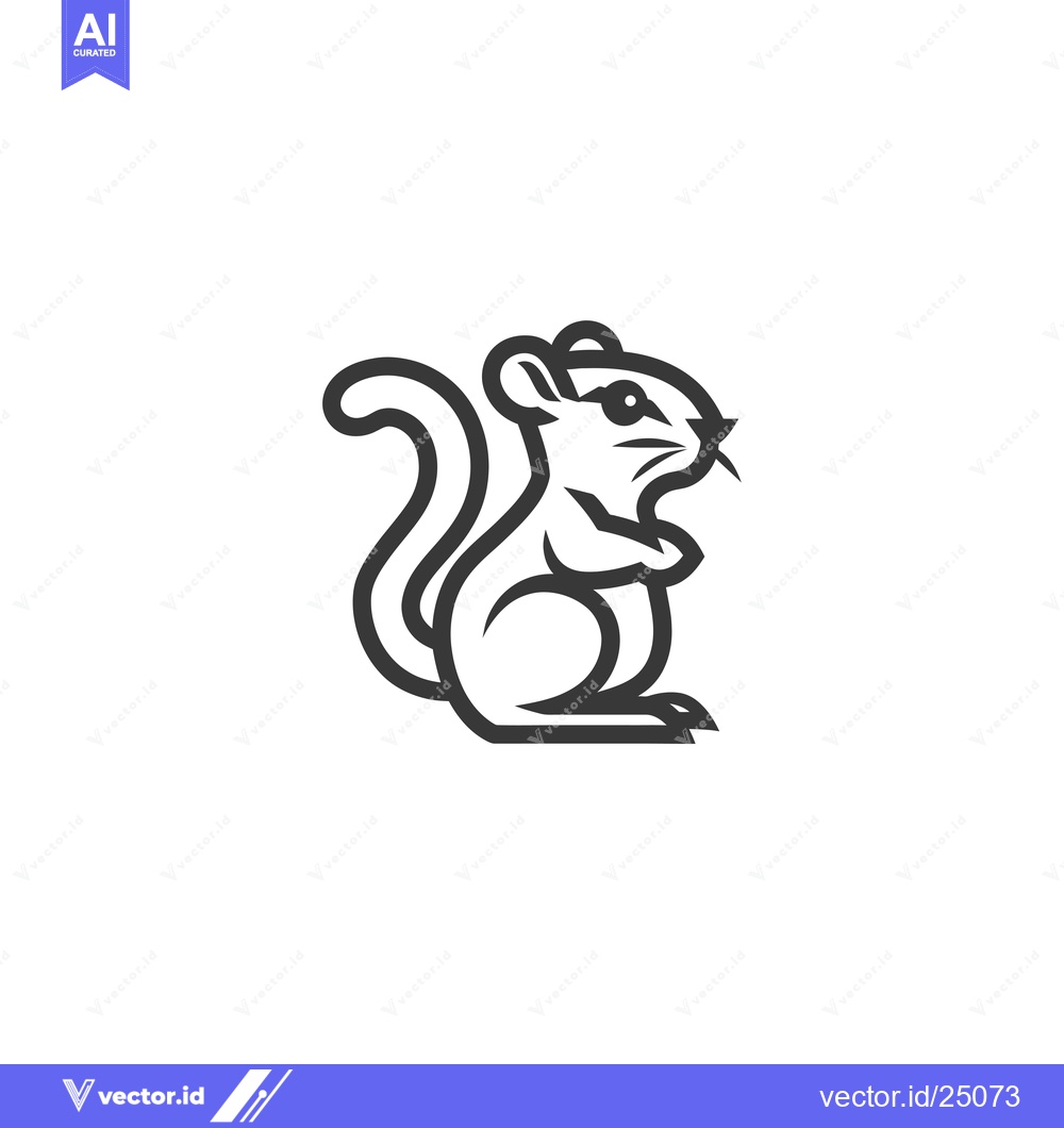 Premium Vector of Black and White Line Art Illustration of a Sitting Squirrel