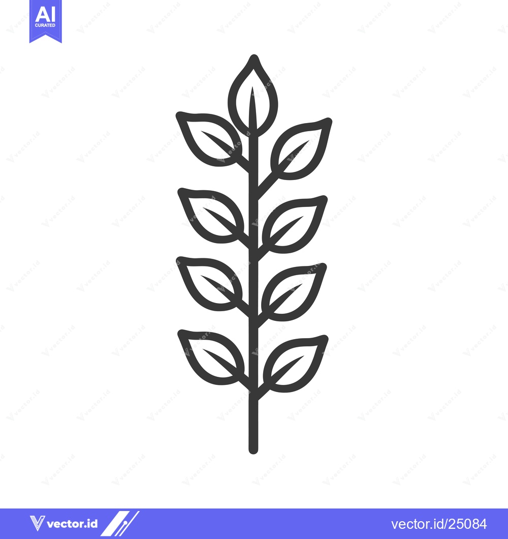 Premium Vector dari Black and white line art illustration of a sprig of leaves