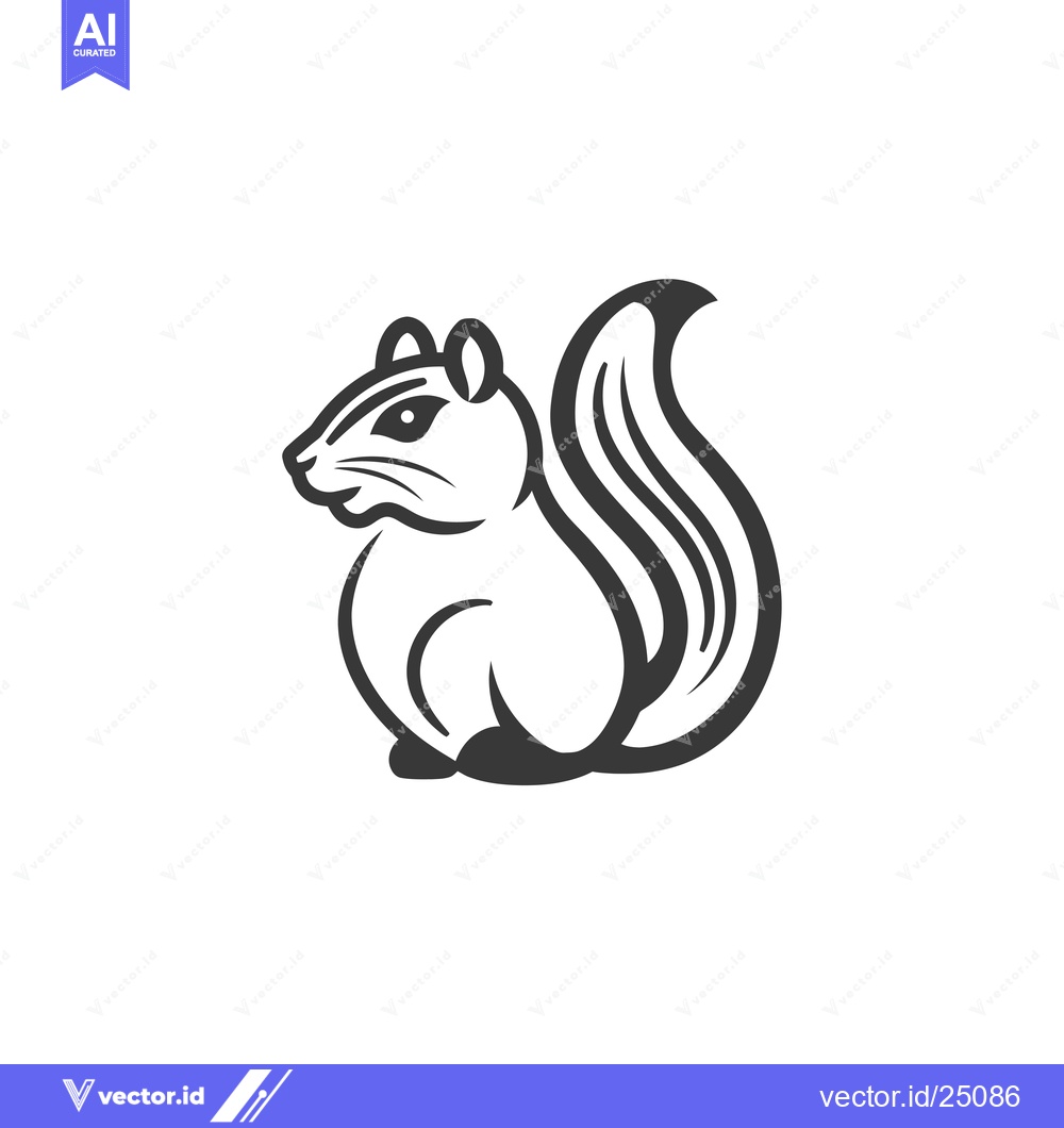Premium Vector dari Black and White Line Art Illustration of a Squirrel