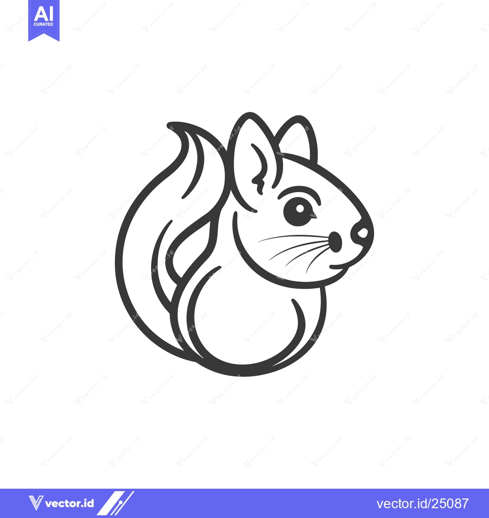 Premium Vector dari Black and White Line Art Illustration of a Squirrel