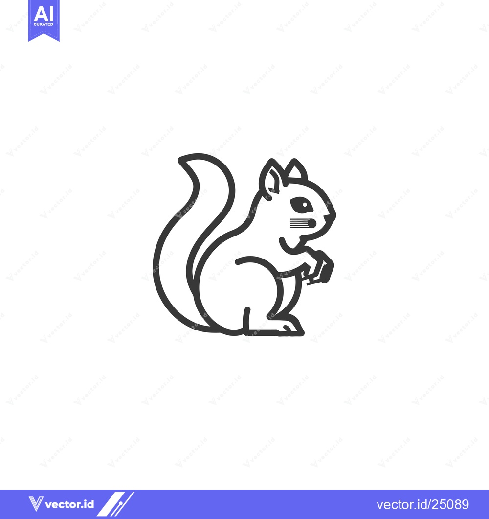Premium Vector dari Black and White Line Art Illustration of a Squirrel