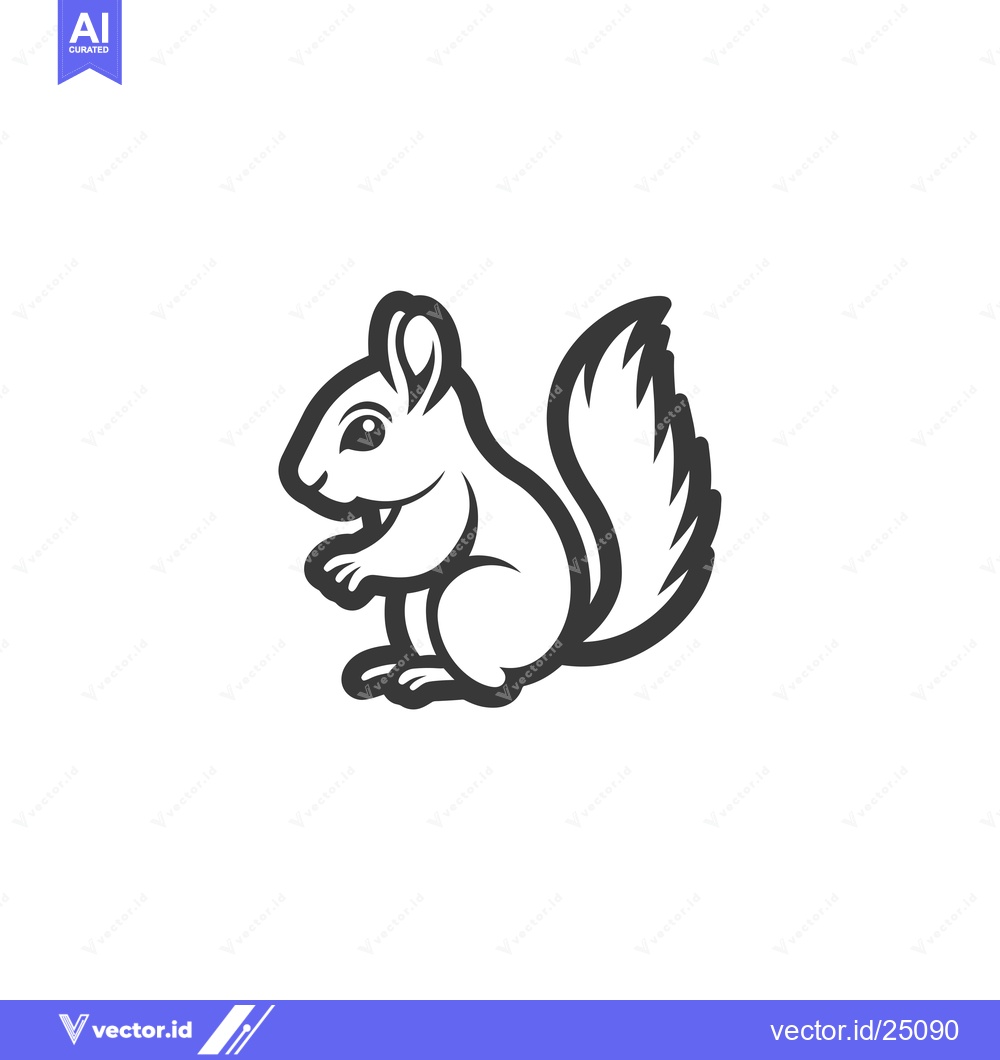 Premium Vector dari Black and White Line Art Illustration of a Squirrel