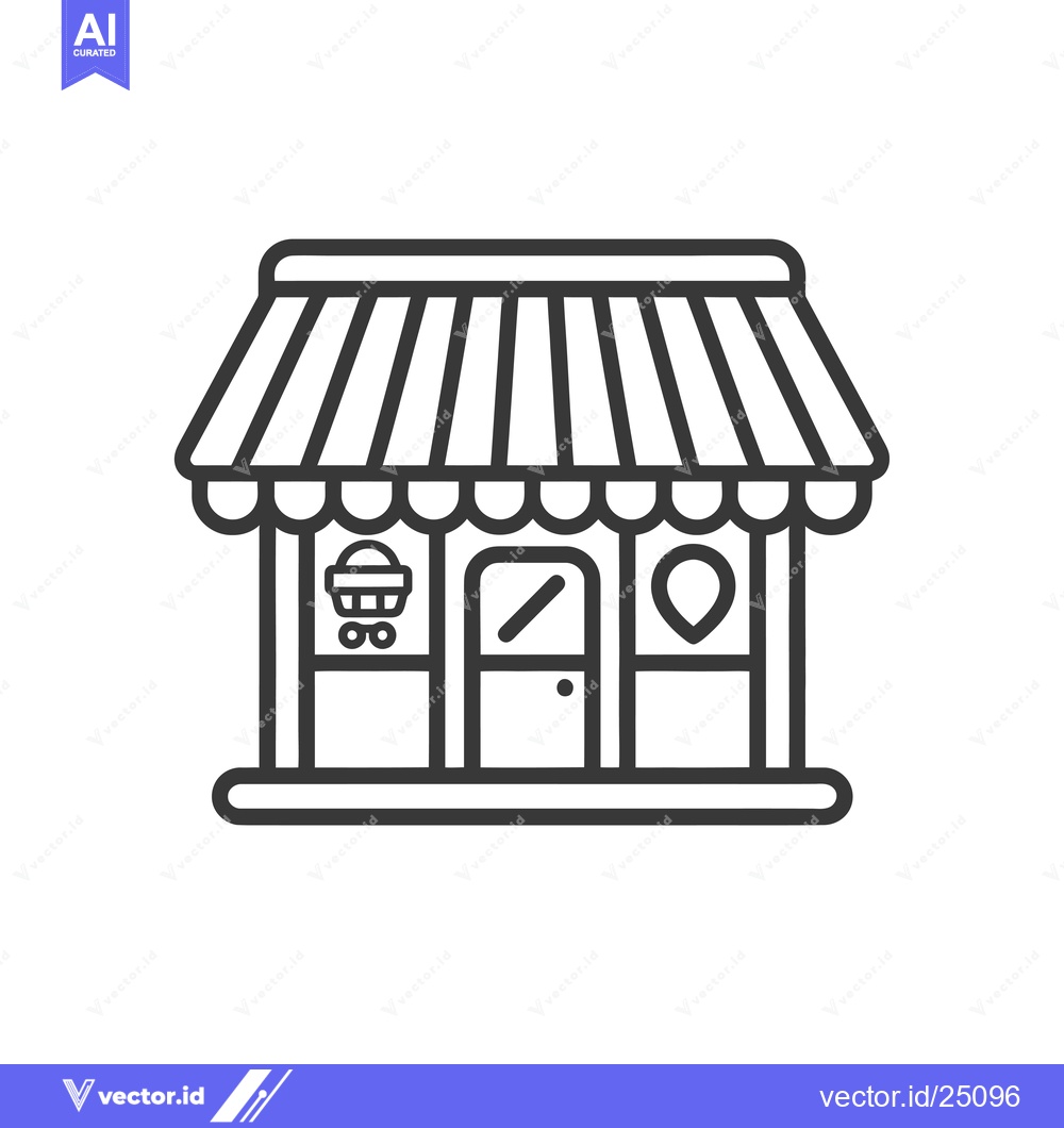 Premium Vector dari Black and White Line Art Illustration of a Store Building