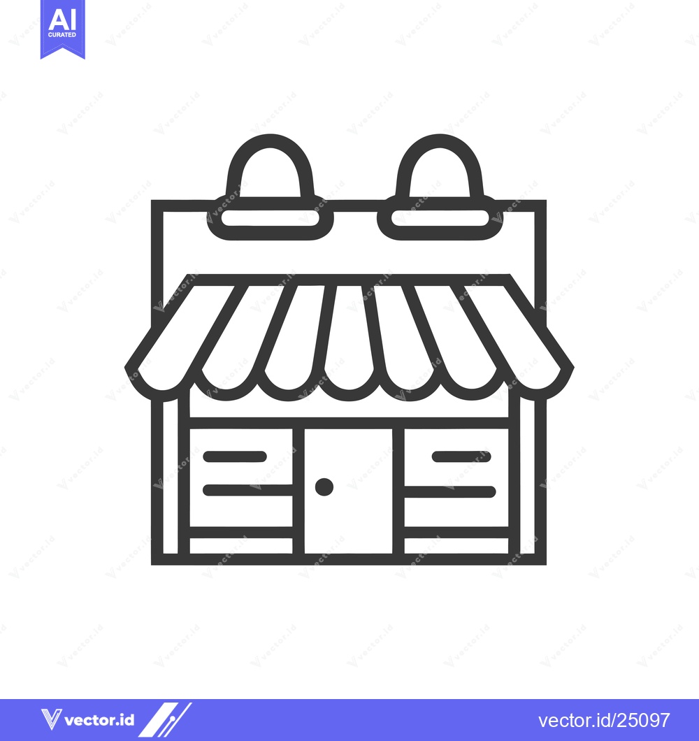 Premium Vector of Black and white line art illustration of a storefront
