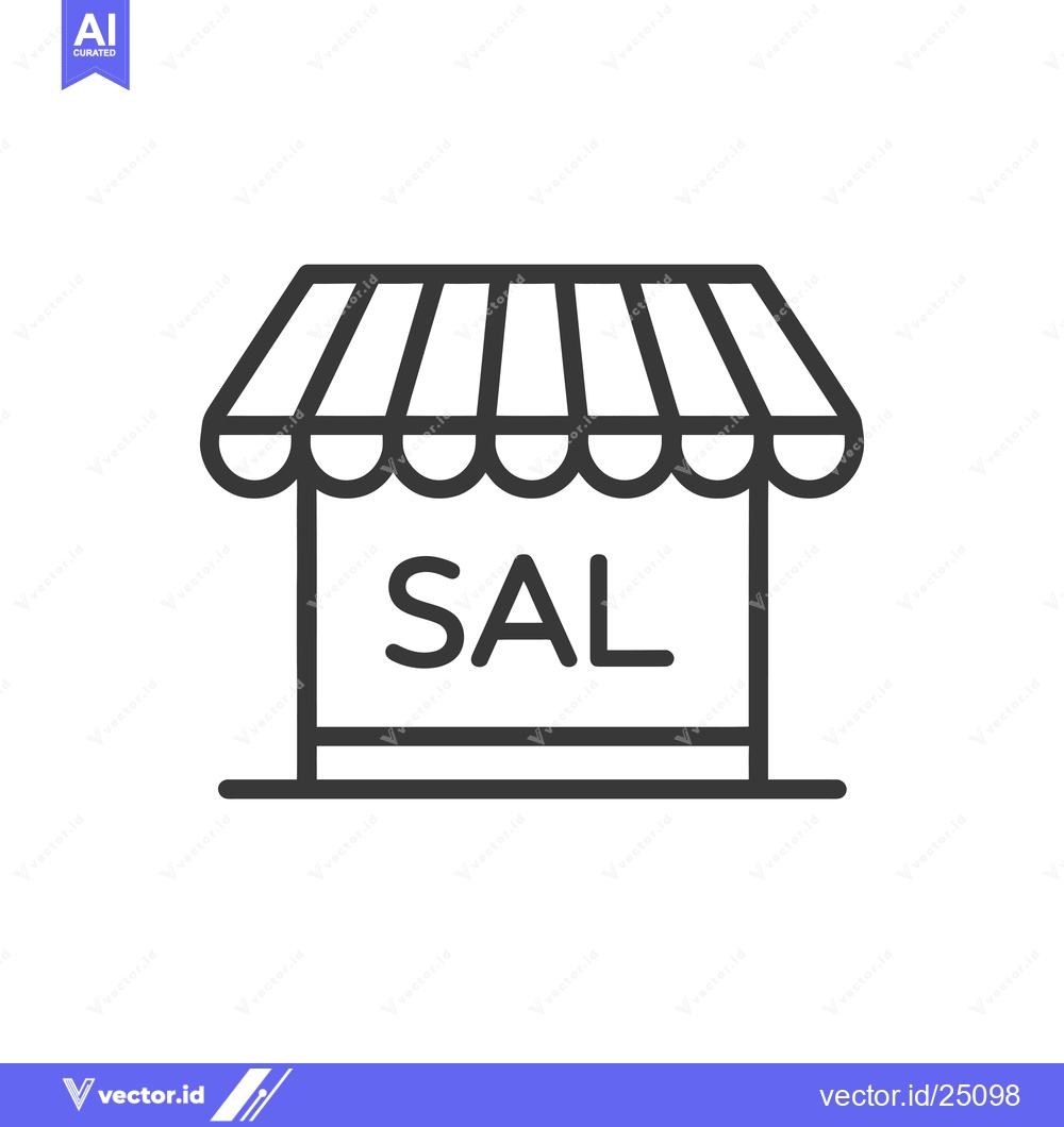Premium Vector dari Black and White Line Art Illustration of a Store with a Sale Sign