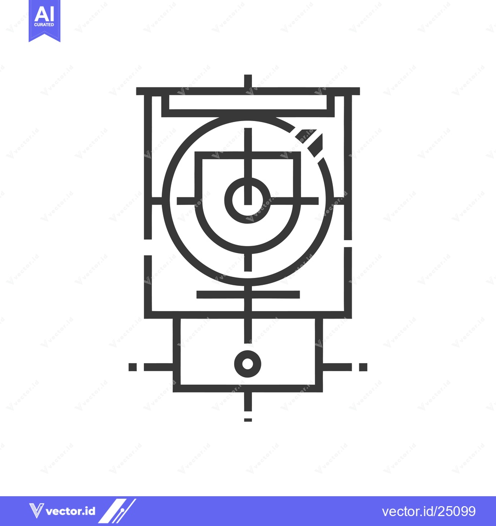 Premium Vector of Black and White Line Art Illustration of a Target