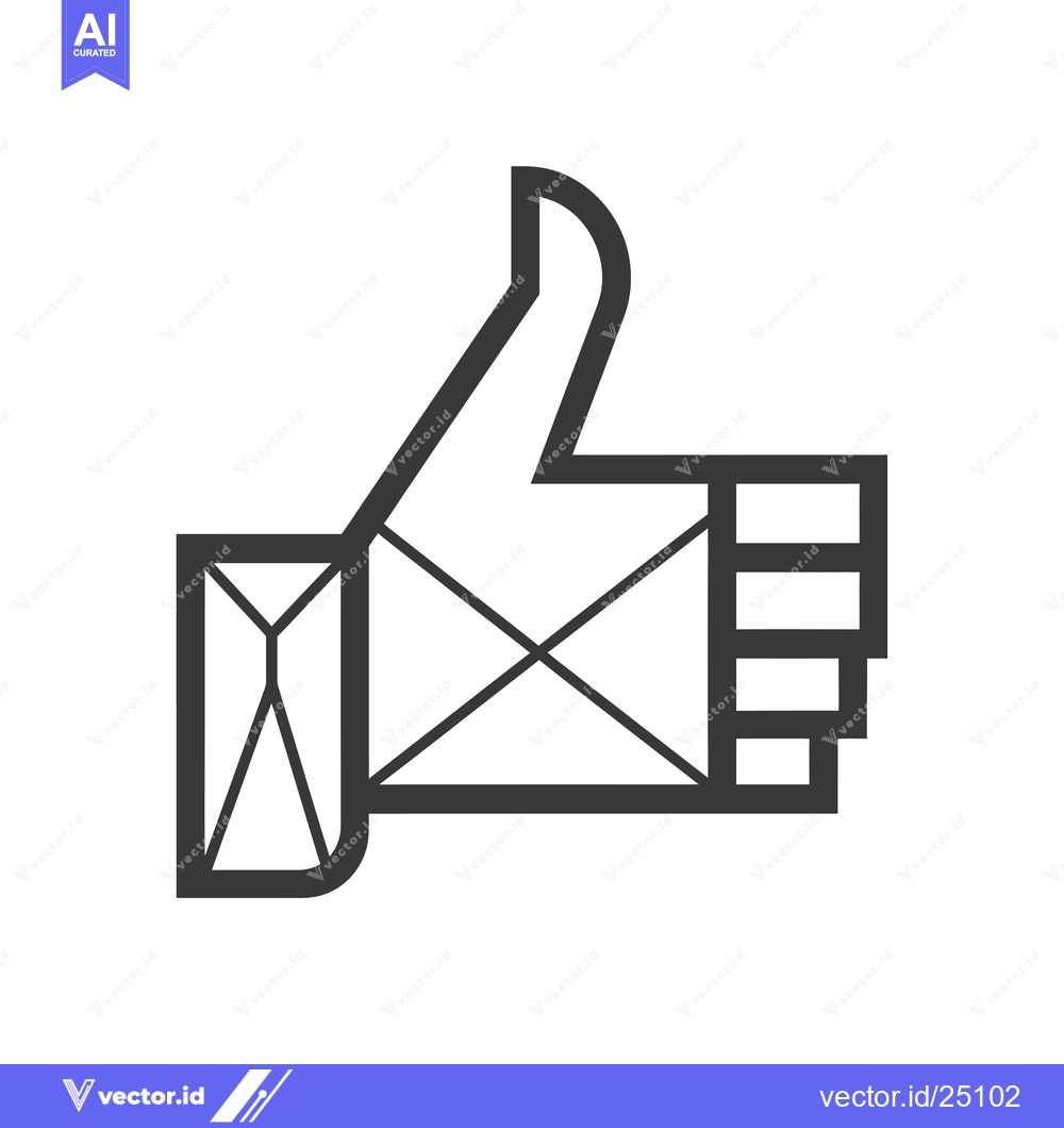 Premium Vector dari Black and white line art illustration of a thumbs up gesture