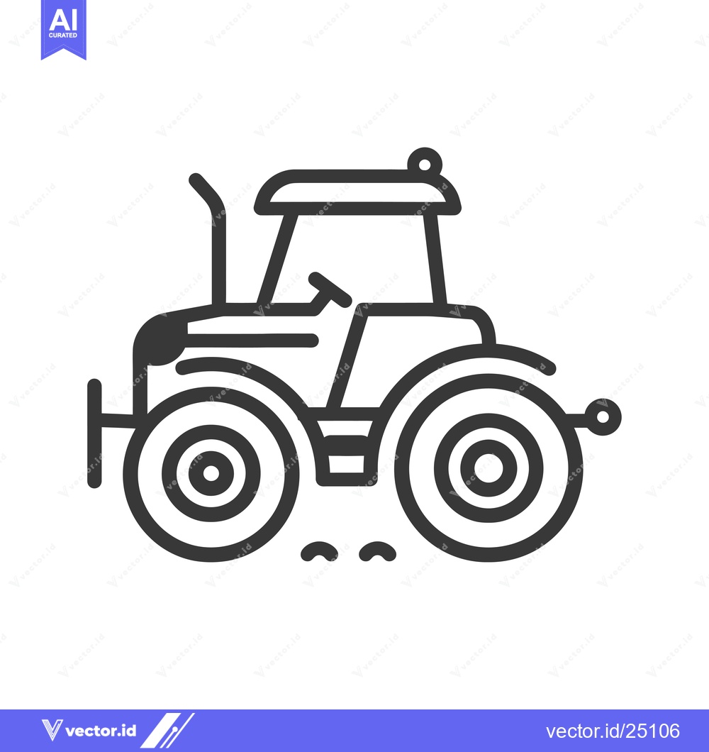 Premium Vector dari Black and white line art illustration of a tractor