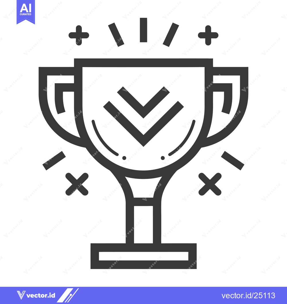 Premium Vector dari Black and White Line Art Illustration of a Trophy with Double Arrow Ic