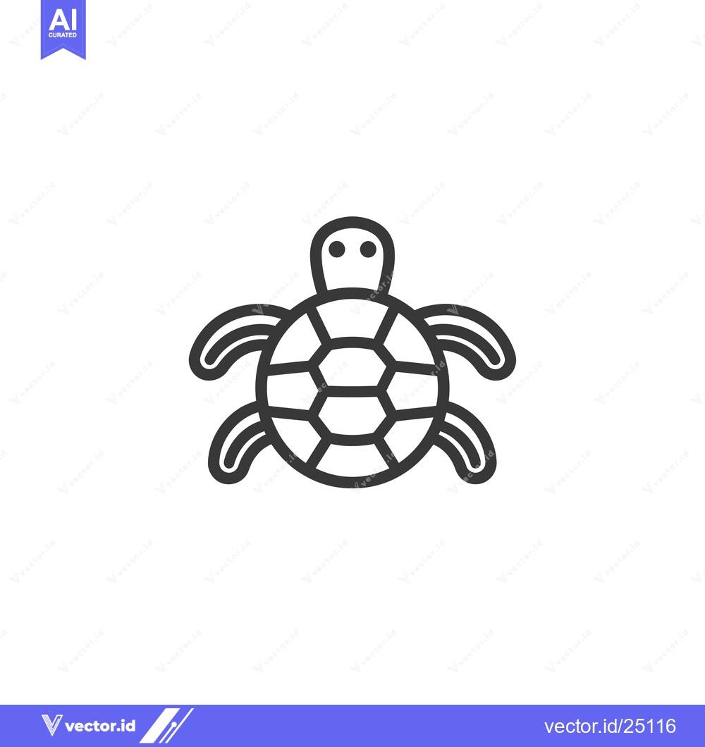 Premium Vector of Black and white line art illustration of a turtle