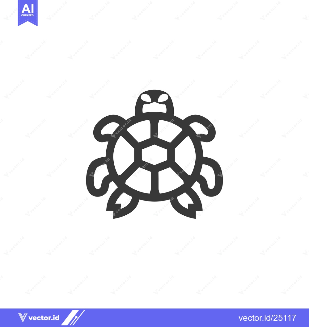 Premium Vector dari Black and white line art illustration of a turtle