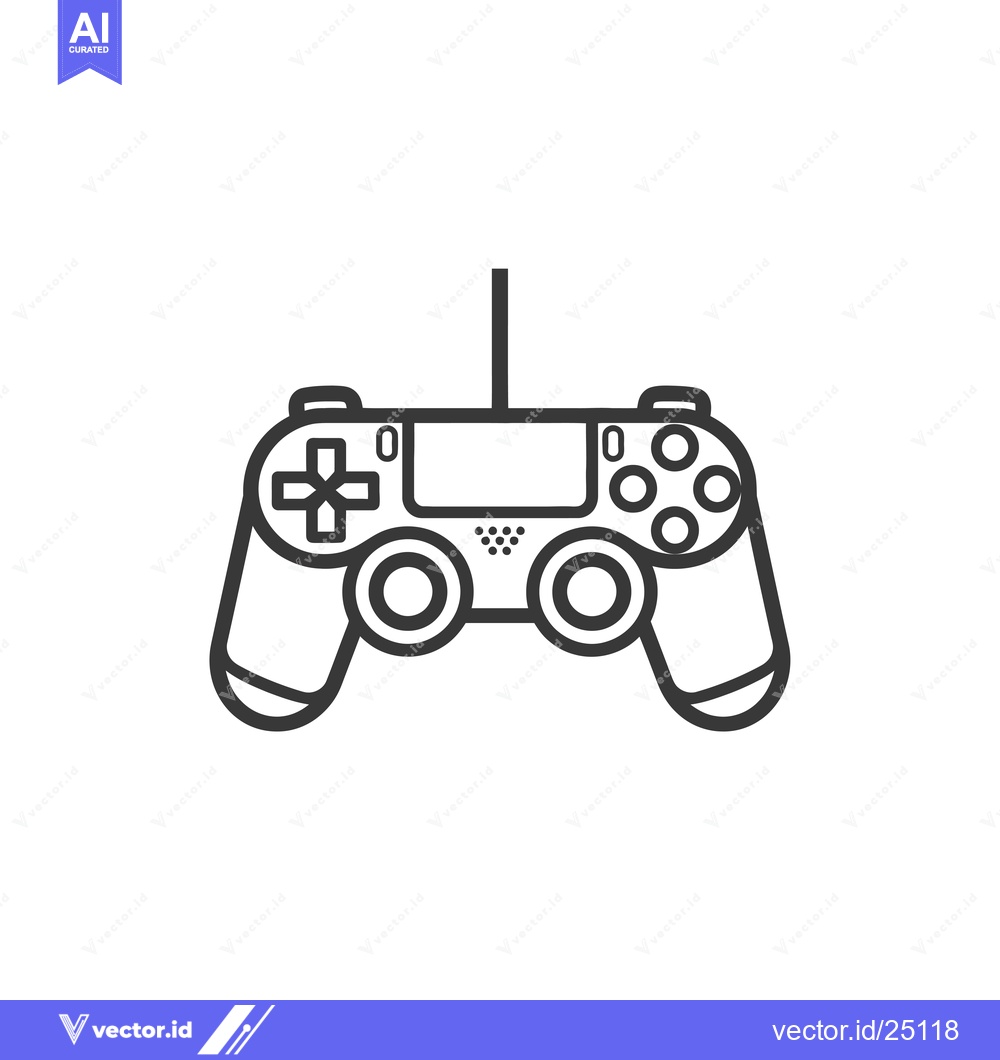 Premium Vector dari Black and White Line Art Illustration of a Video Game Controller