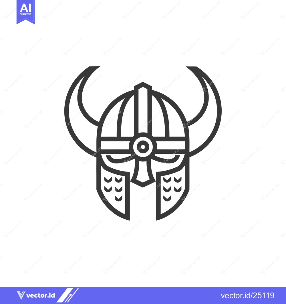 Premium Vector dari Black and White Line Art Illustration of a Viking Helmet