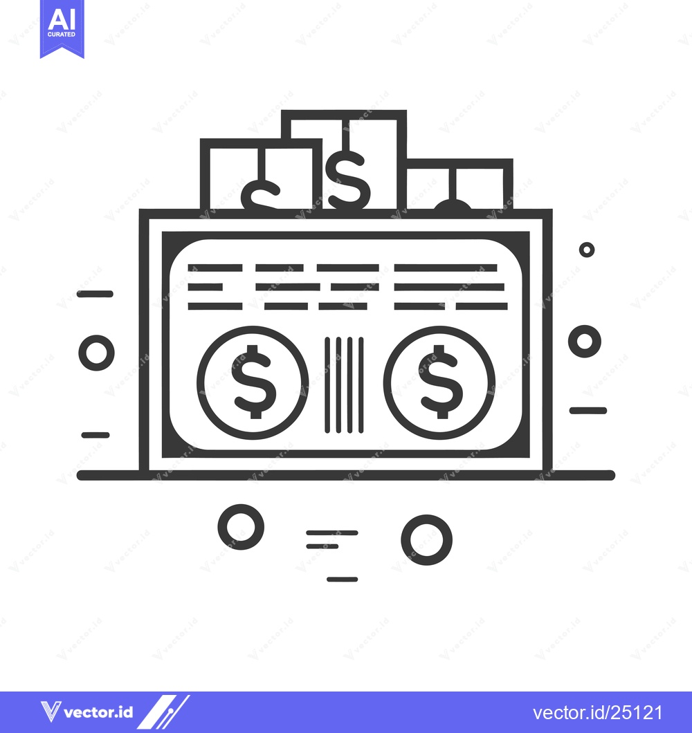 Premium Vector dari Black and white line art illustration of a vintage radio with dollar s