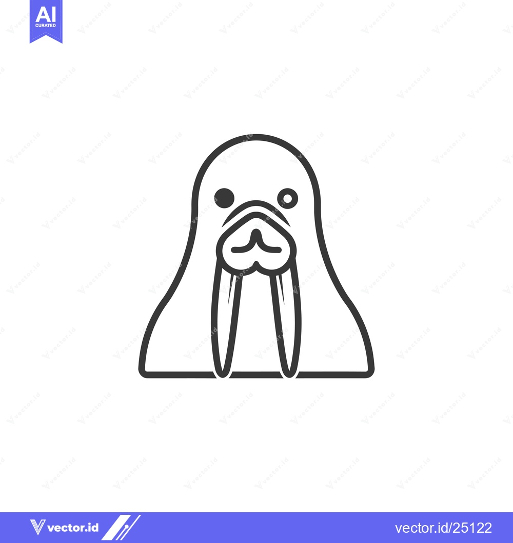 Premium Vector dari Black and White Line Art Illustration of a Walrus
