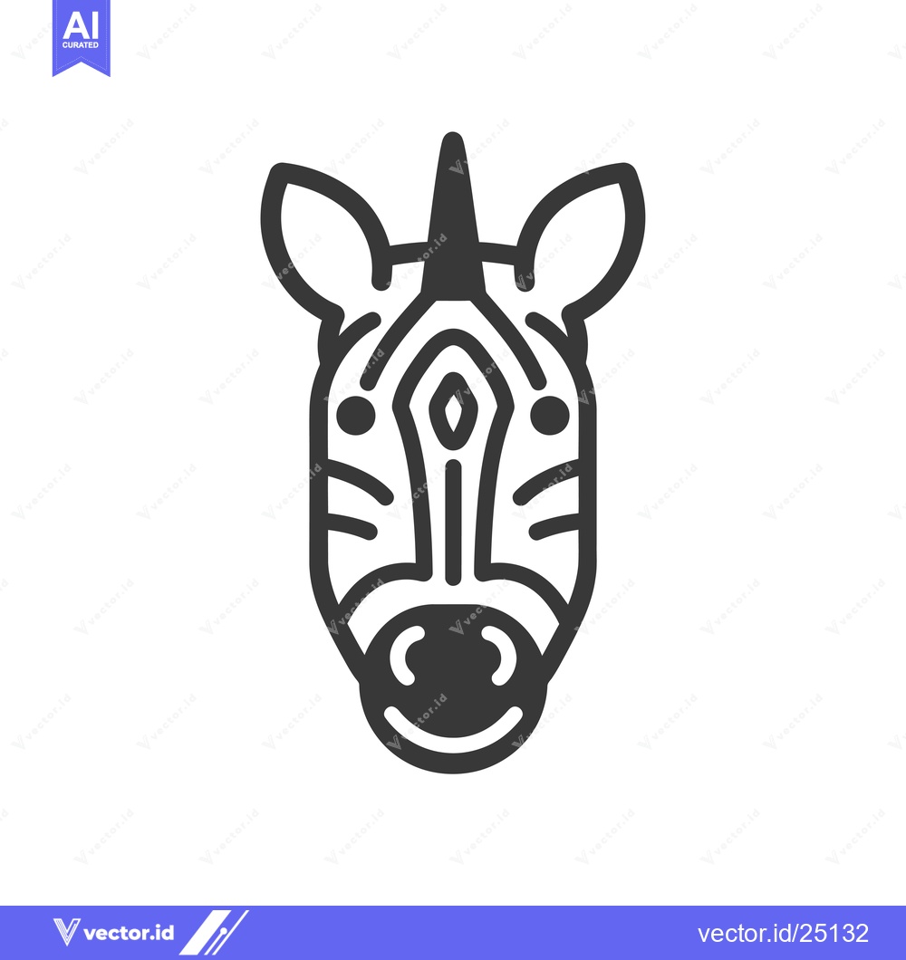 Premium Vector of Black and White Line Art Illustration of a Zebra's Head