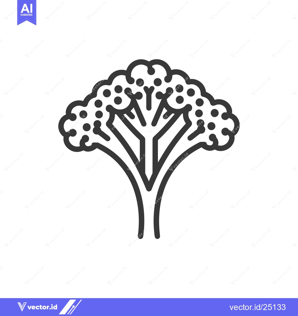 Premium Vector dari Black and White Line Art Illustration of Broccoli