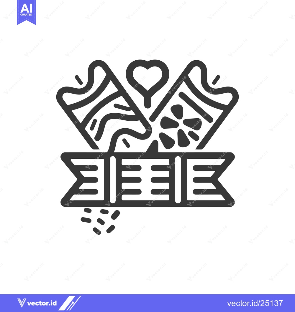 Premium Vector dari Black and White Line Art Illustration of Confetti with a Heart