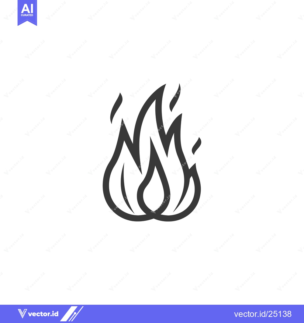 Premium Vector of Black and White Line Art Illustration of Fire Flames