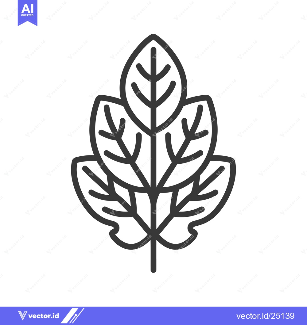 Premium Vector of Black and white line art illustration of four leaves with a stem