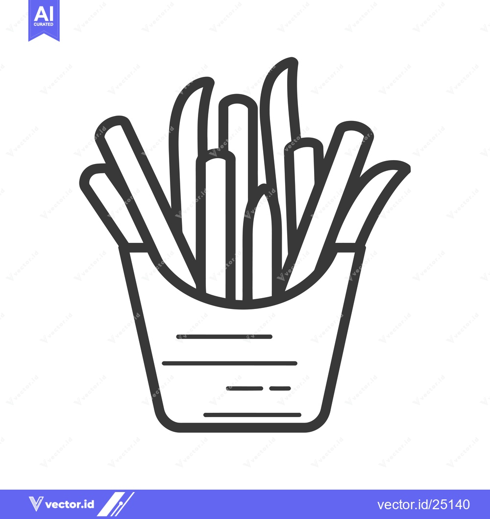 Premium Vector dari Black and White Line Art Illustration of French Fries in a Carton